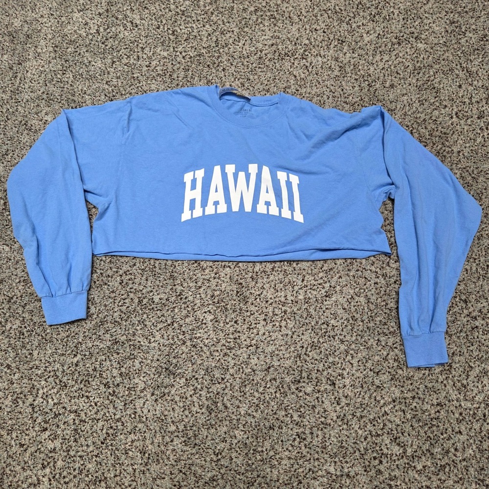 Pacsun J. Galt Hawaii‎ Cropped Long Sleeve Top Light Blue One Size